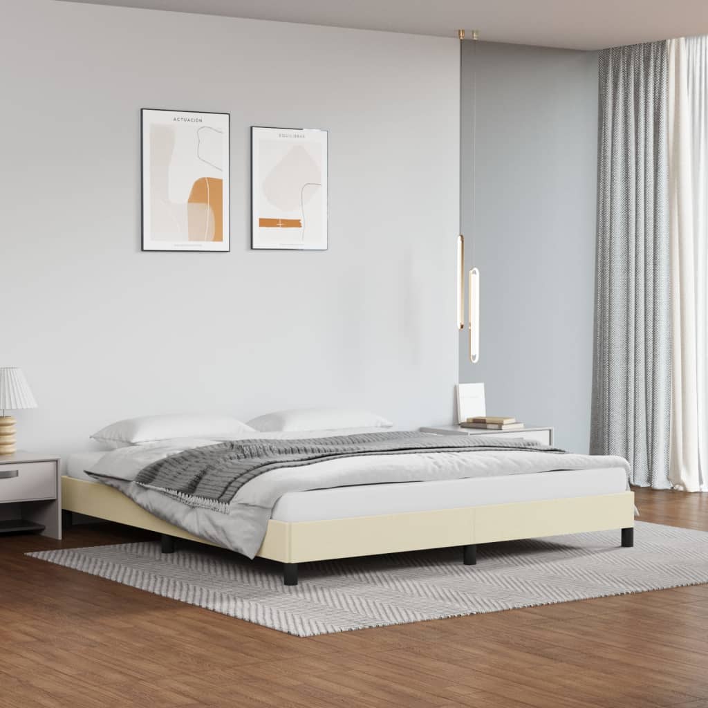 JUNG Vida Bettgestell Creme 180x200 cm Kunstleder