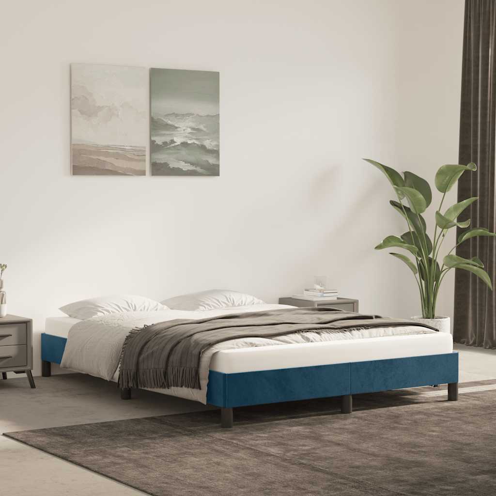 JUNG Vida Bettgestell ohne Matratze Dunkelblau 140x190 cm Samt