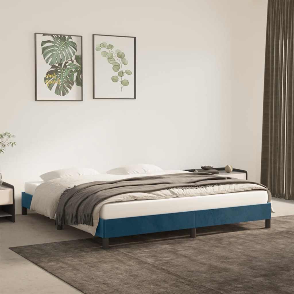 JUNG Vida Bettgestell ohne Matratze Dunkelblau 160x200 cm Samt