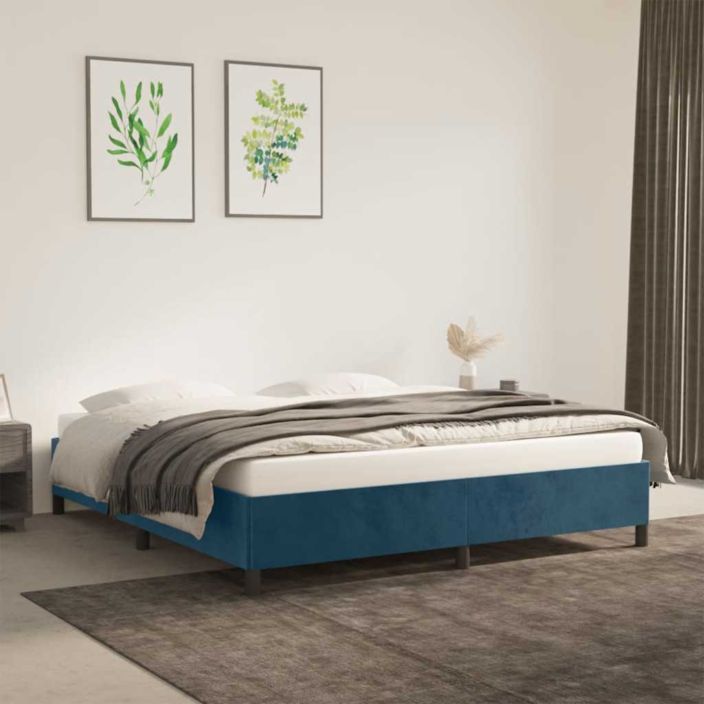 JUNG Vida Bettgestell ohne Matratze Dunkelblau 160x200 cm Samt