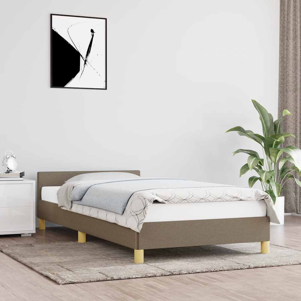 JUNG Vida Bettgestell mit Kopfteil ohne Matratze Taupe 90x200 cm Stoff