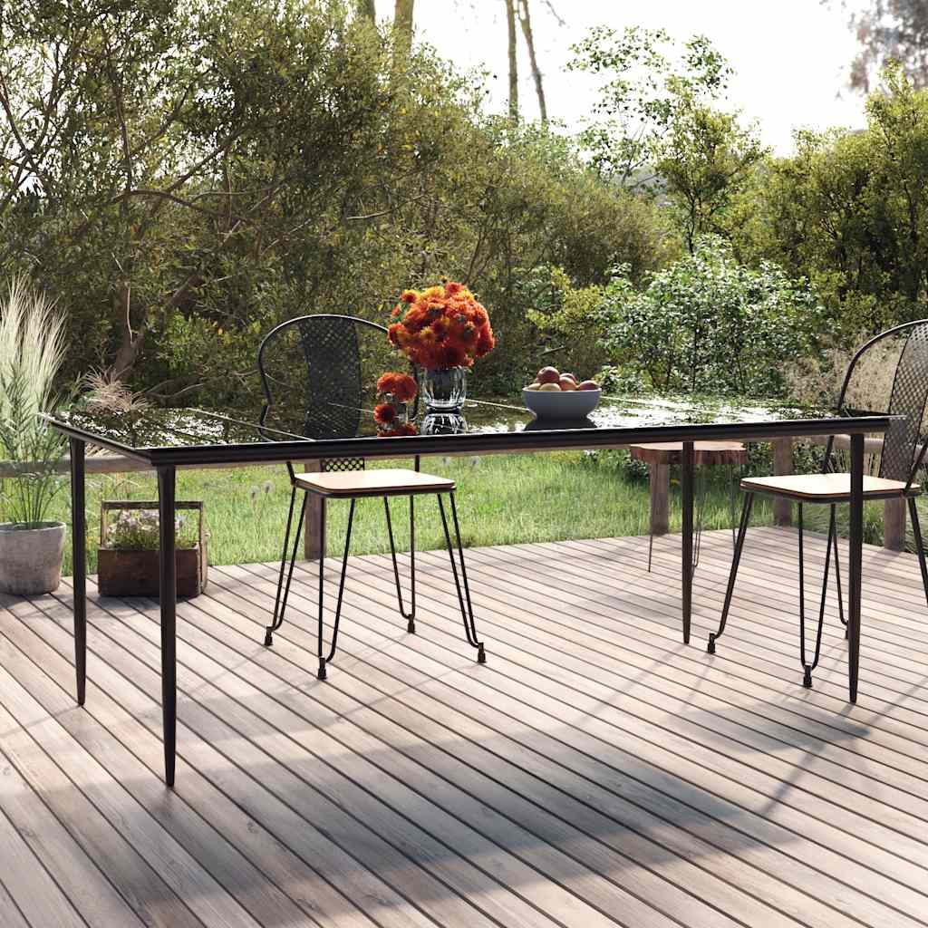 JUNG Vida Garten-Esstisch Schwarz 200x100x74 cm Stahl und Hartglas