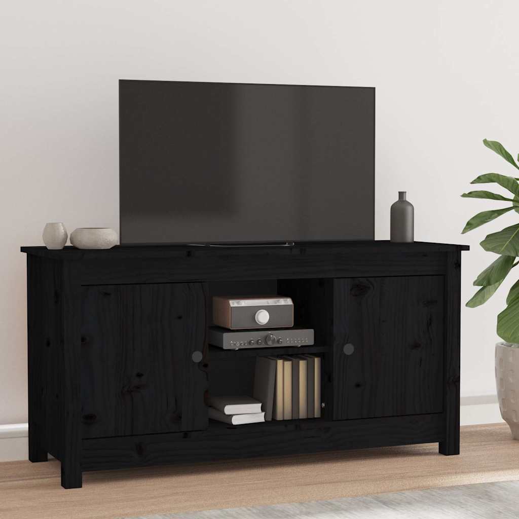 JUNG Vida TV-Schrank Schwarz 103x36,5x52 cm Massivholz Kiefer