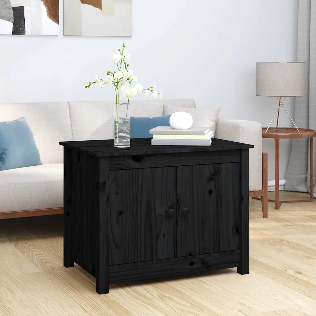 JUNG Vida Couchtisch Schwarz 71x49x55 cm Massivholz Kiefer