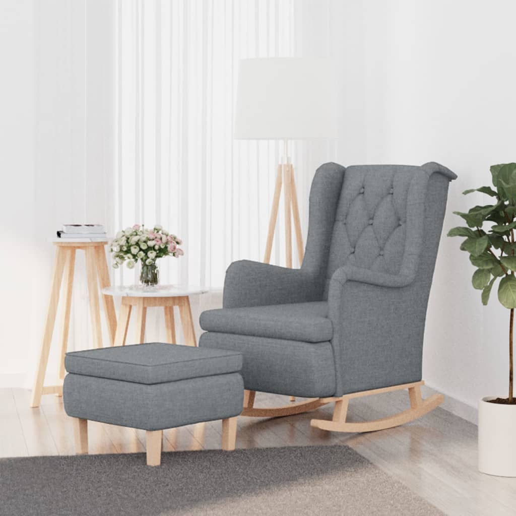 JUNG Vida Schaukelsessel mit Hocker Hellgrau Stoff