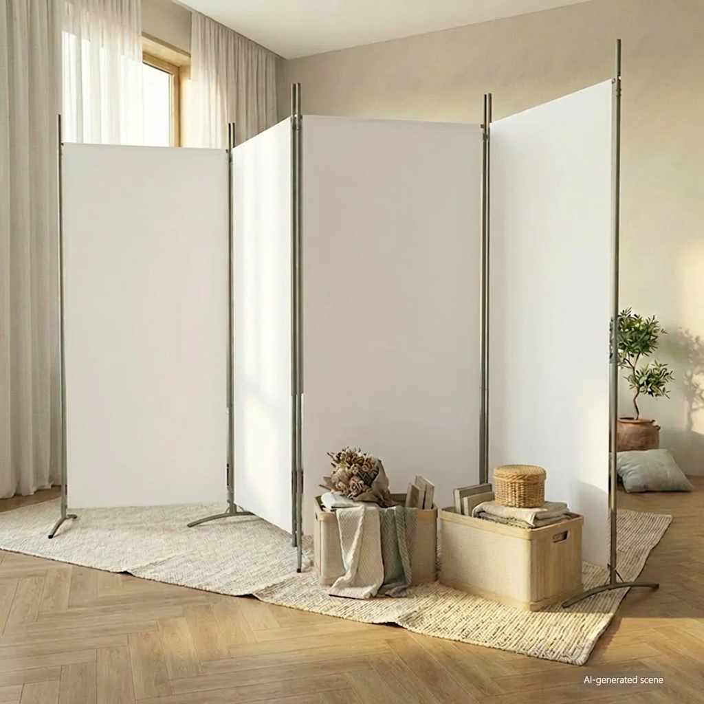 JUNG Vida 4-tlg. Paravent Weiß 346x180 cm Stoff