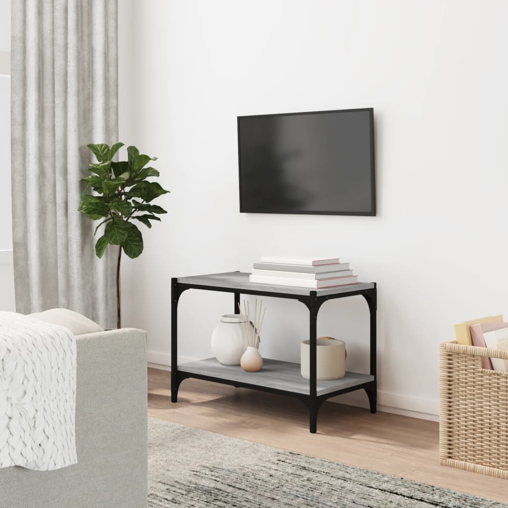 JUNG Vida TV-Schrank Grau Sonoma 60x33x41 cm Holzwerkstoff und Stahl