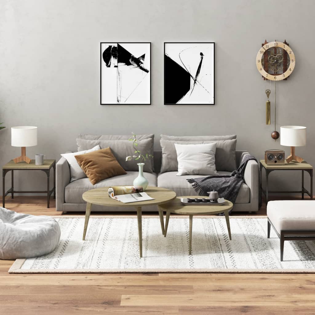 JUNG Vida Beistelltische 2 Stk. Sonoma-Eiche 40x40x35 cm Holzwerkstoff