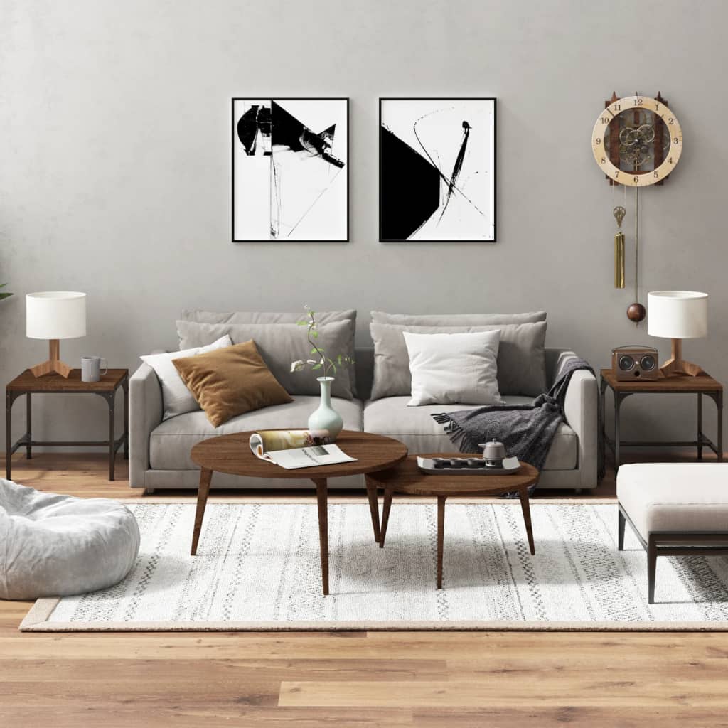 JUNG Vida Beistelltische 2 Stk. Braun Eiche 40x40x35 cm Holzwerkstoff