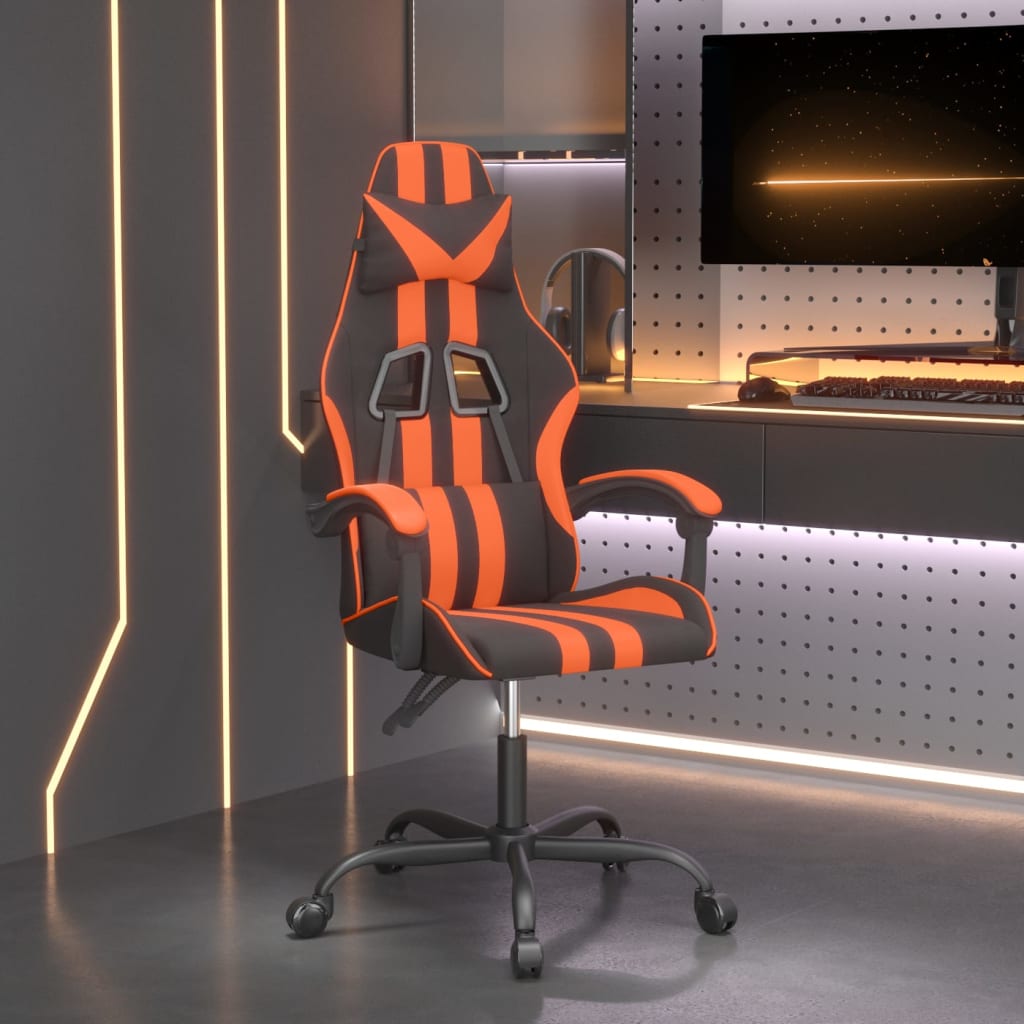 JUNG Vida Gaming-Stuhl Drehbar Schwarz und Orange Kunstleder