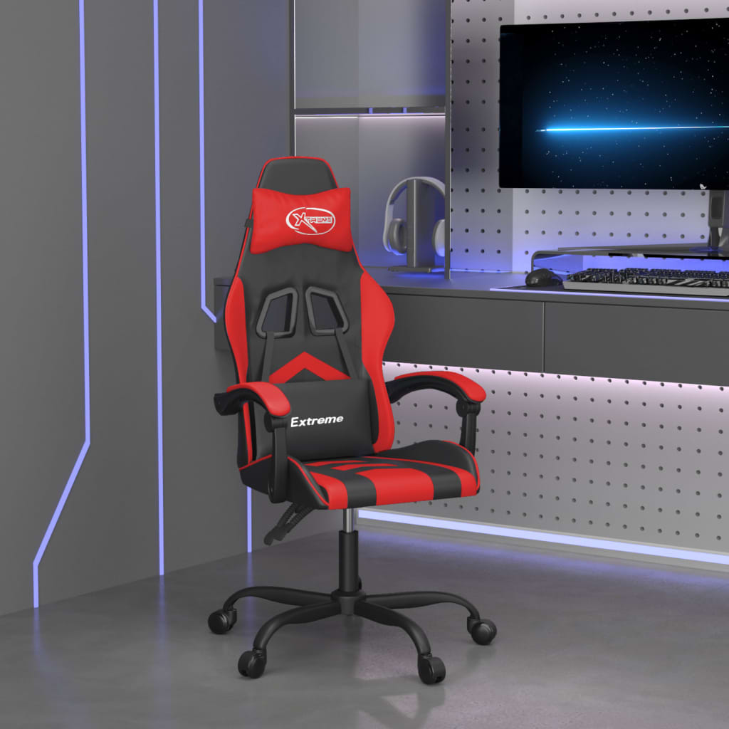 JUNG Vida Gaming-Stuhl Drehbar Schwarz und Rot Kunstleder