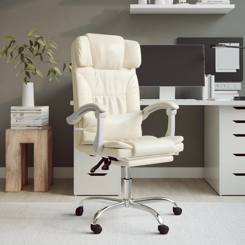 JUNG Vida Bürostuhl mit Massagefunktion Creme Kunstleder