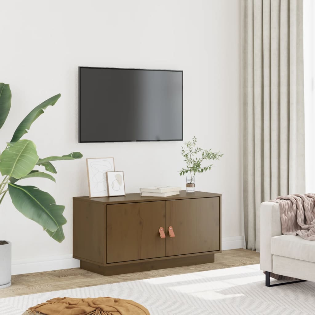 JUNG Vida TV-Schrank Honigbraun 80x34x40 cm Massivholz Kiefer
