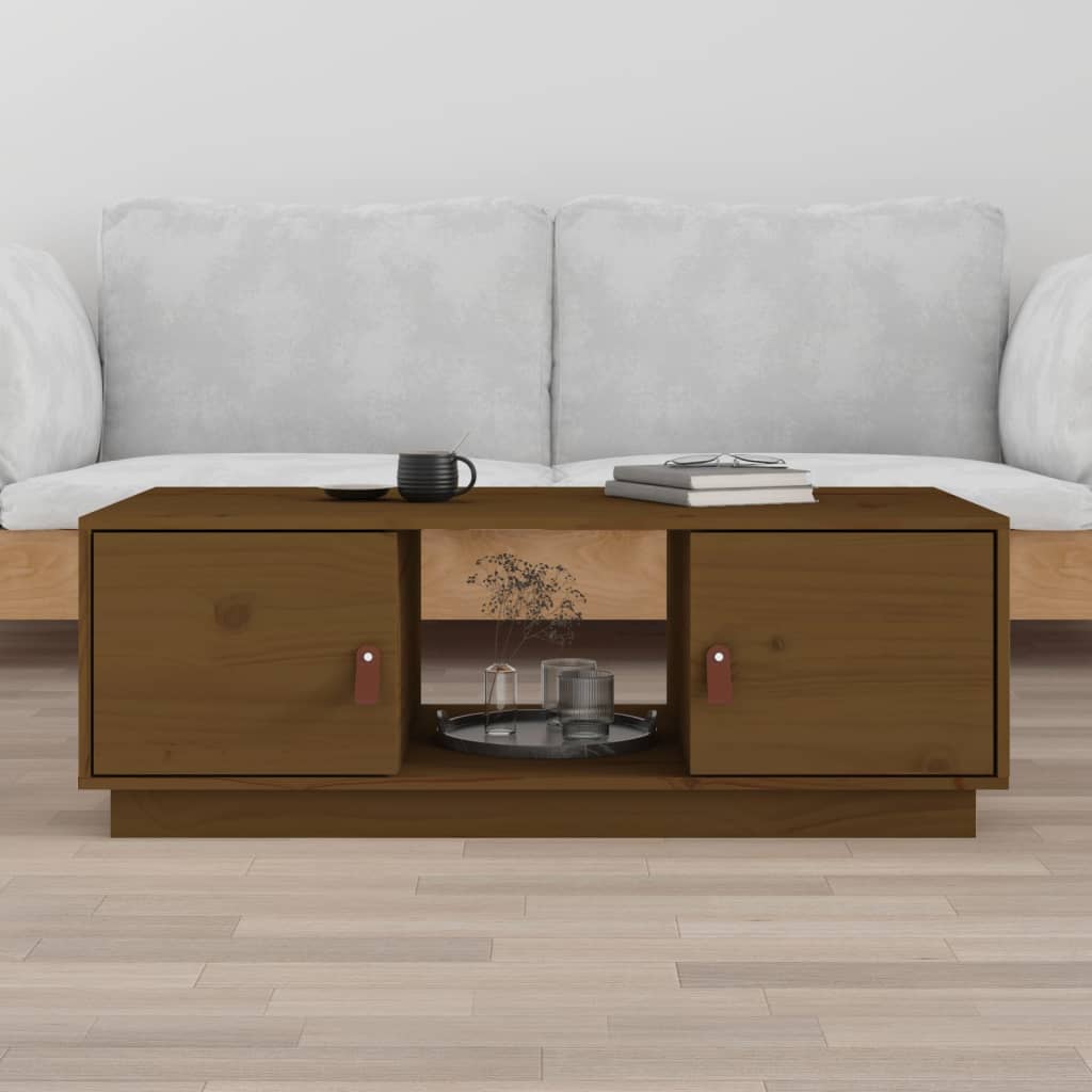 JUNG Vida Couchtisch Honigbraun 100x50x35 cm Massivholz Kiefer