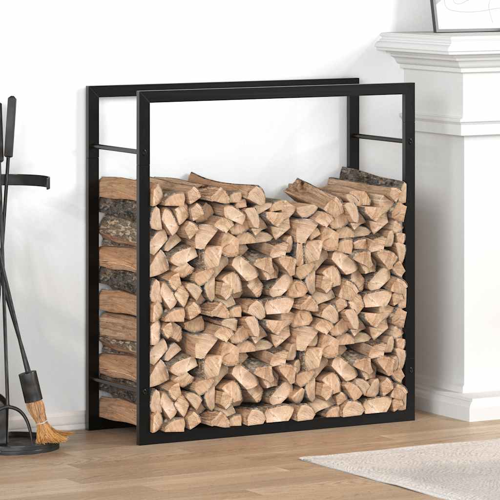 JUNG Vida Brennholzregal Mattschwarz 80x28x86 cm Stahl