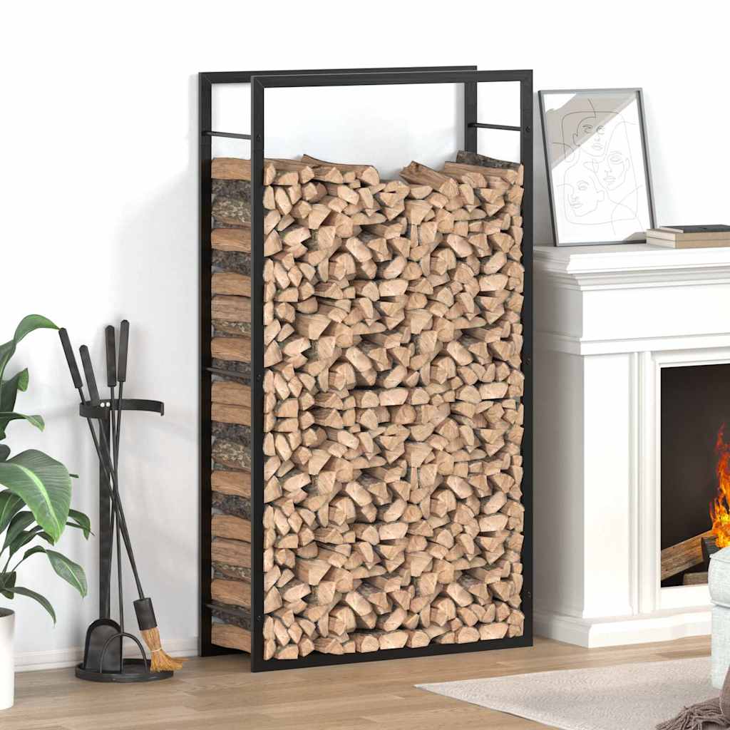 JUNG Vida Brennholzregal Mattschwarz 80 x 28 x 154 cm Stahl