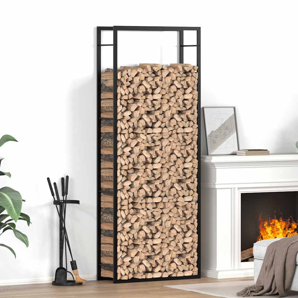 JUNG Vida Brennholzregal Mattschwarz 80 x 28 x 222 cm Stahl