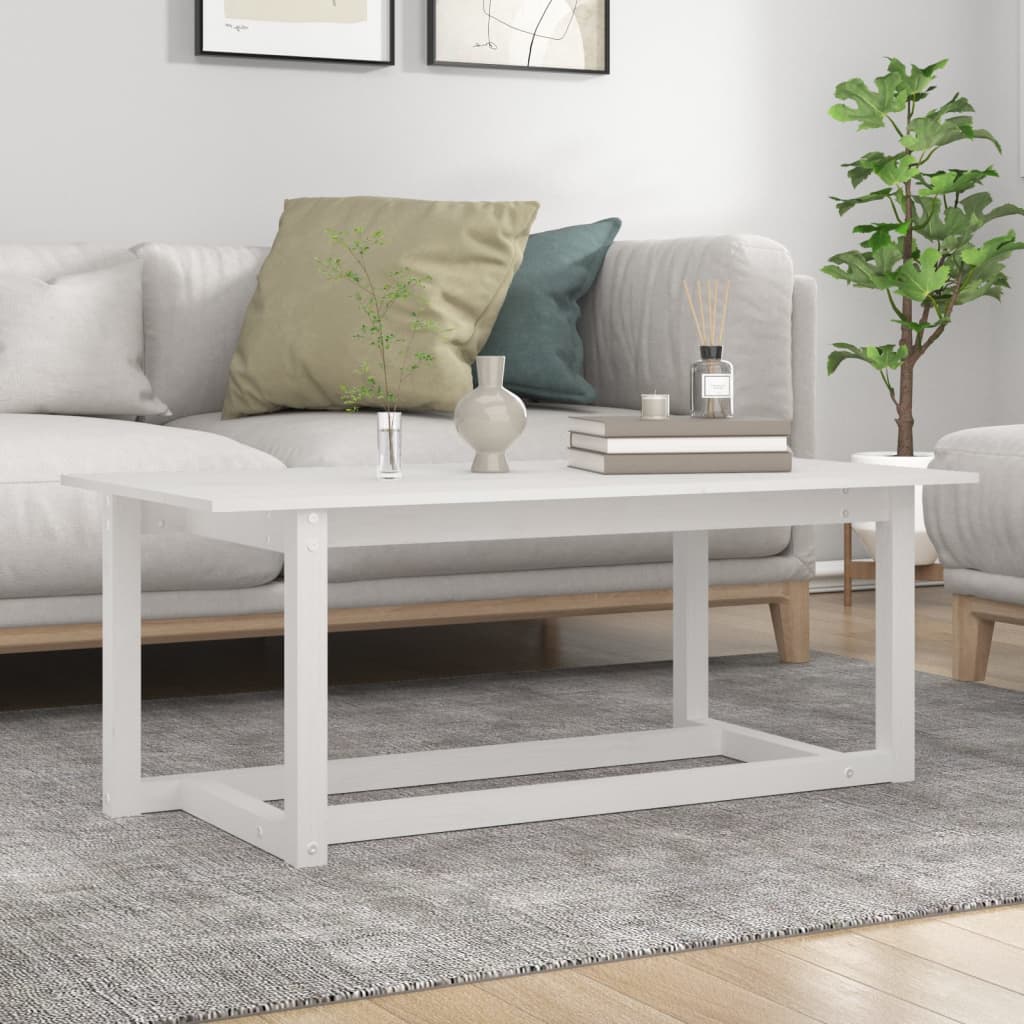 JUNG Vida Couchtisch Weiß 110x55x45 cm Massivholz Kiefer