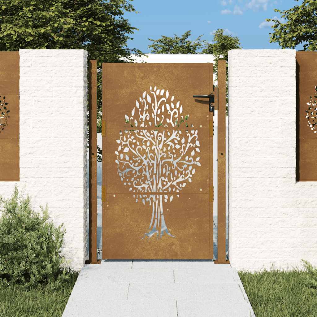 JUNG Vida Gartentor 100x150 cm Cortenstahl Baumdesign