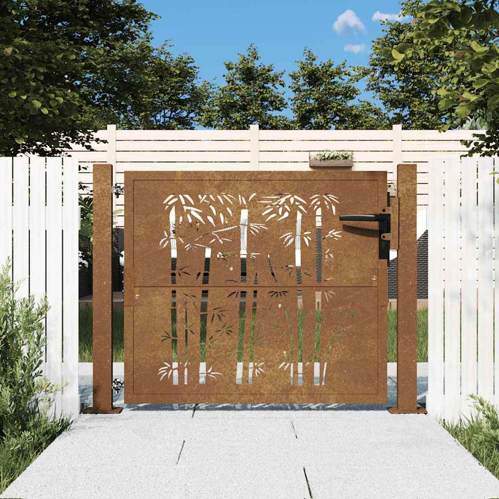 JUNG Vida Gartentor 100x75 cm Cortenstahl Bambus-Design