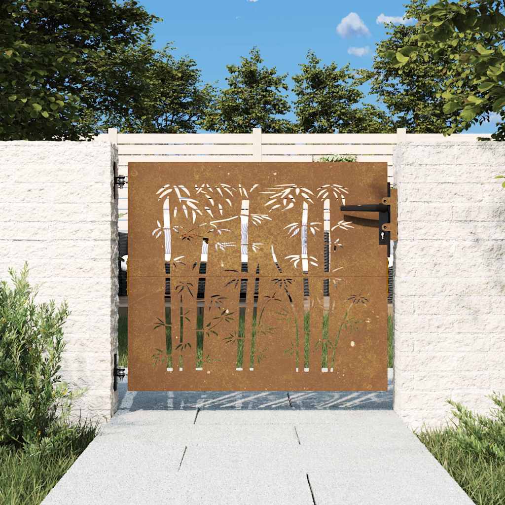 JUNG Vida Gartentor 85x100 cm Cortenstahl Bambus-Design