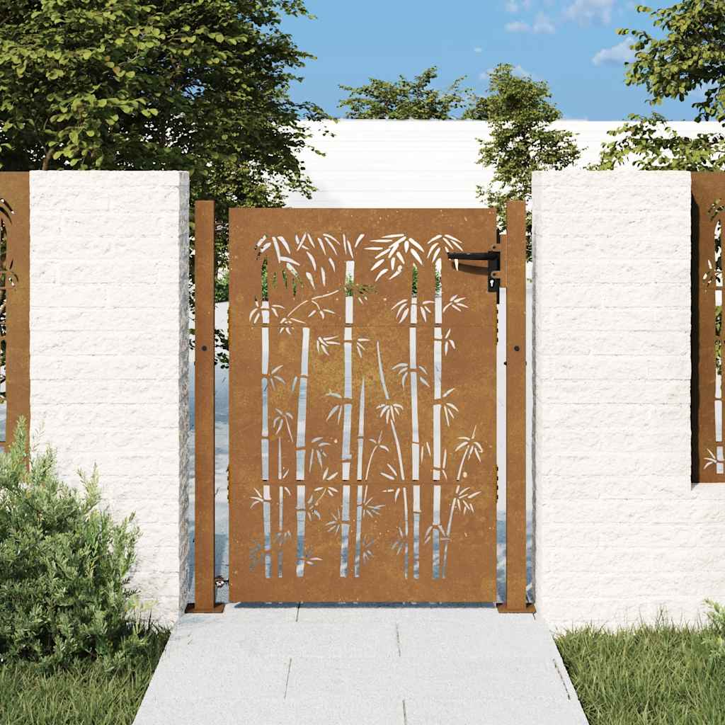 JUNG Vida Gartentor 100x125 cm Cortenstahl Bambus-Design