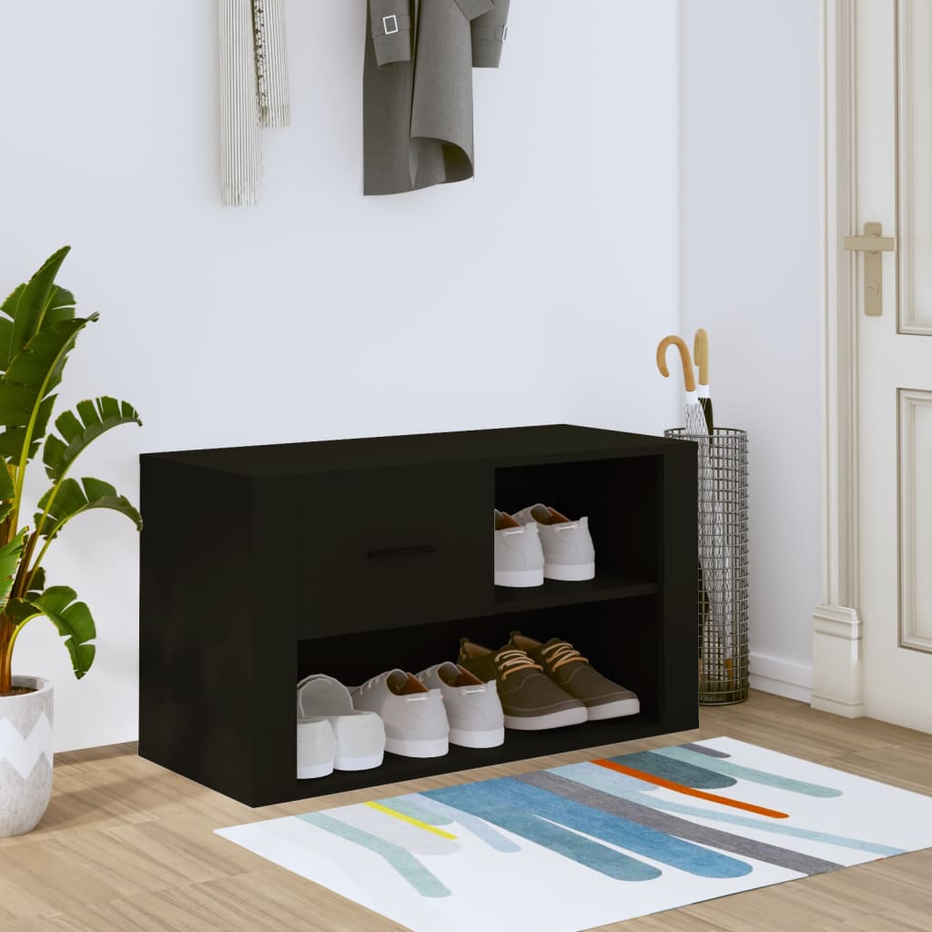 JUNG Vida Schuhschrank Schwarz 80x35x45 cm Holzwerkstoff