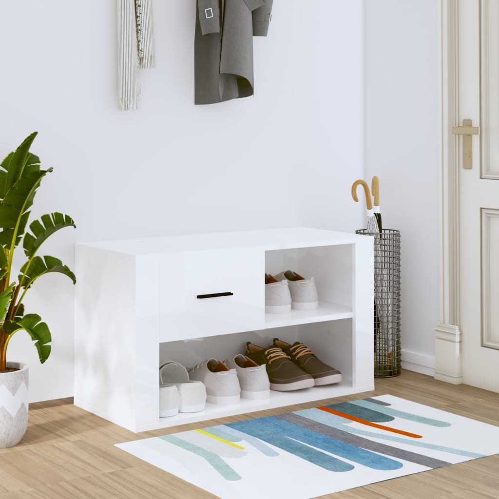 JUNG Vida Schuhschrank Hochglanz-Weiß 80x35x45 cm Holzwerkstoff