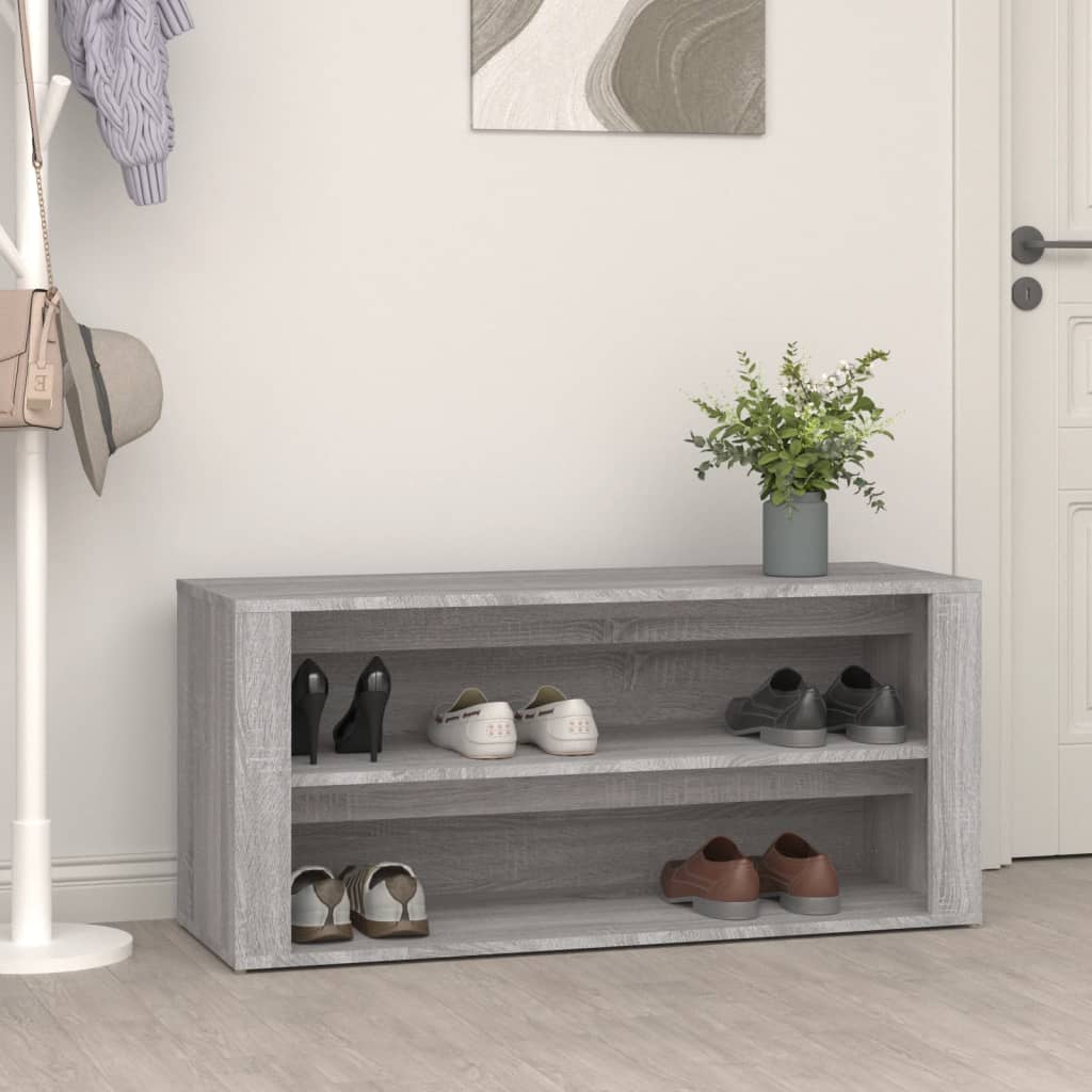 JUNG Vida Schuhregal Grau Sonoma 100x35x45 cm Holzwerkstoff
