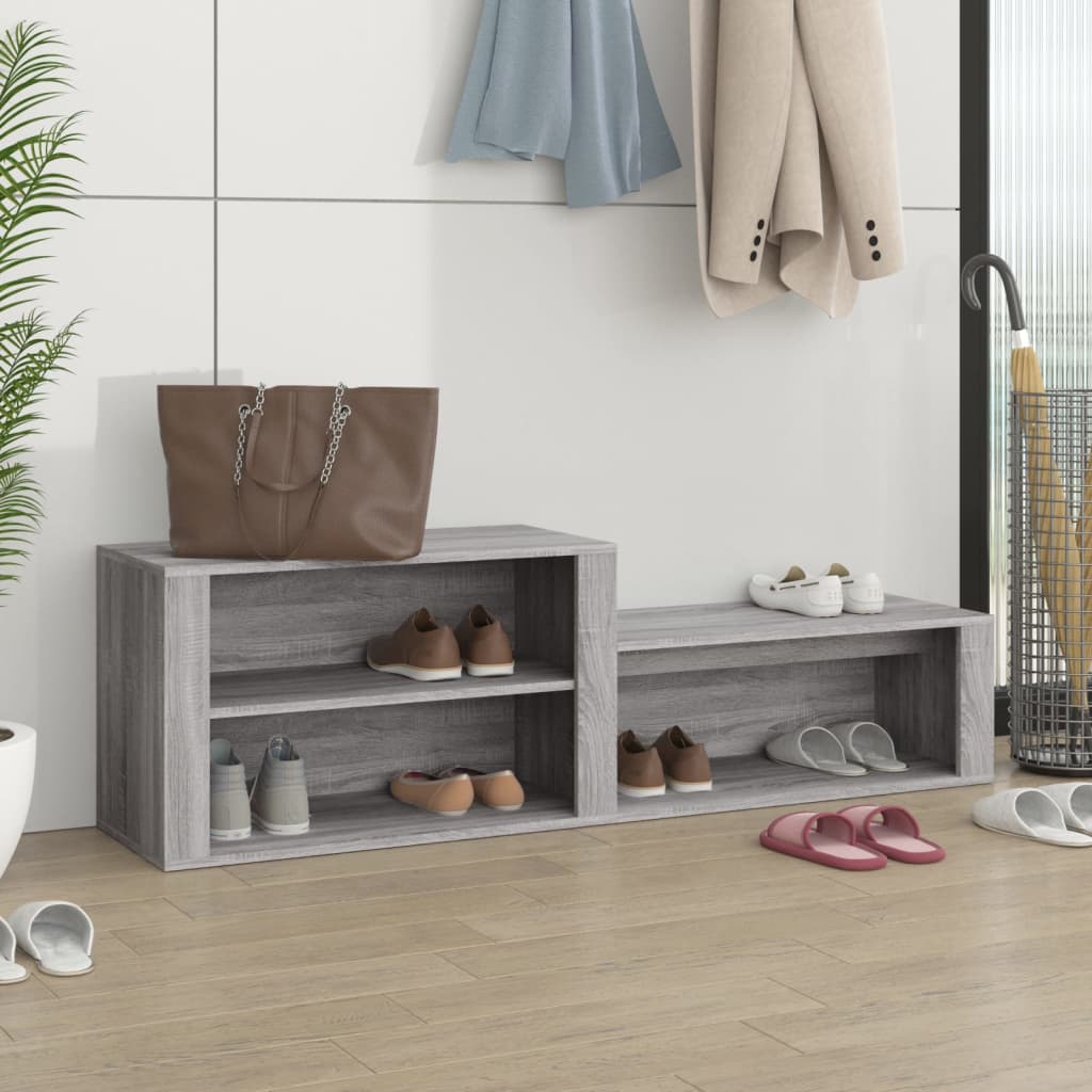 JUNG Vida Schuhschrank Grau Sonoma 150x35x45 cm Holzwerkstoff