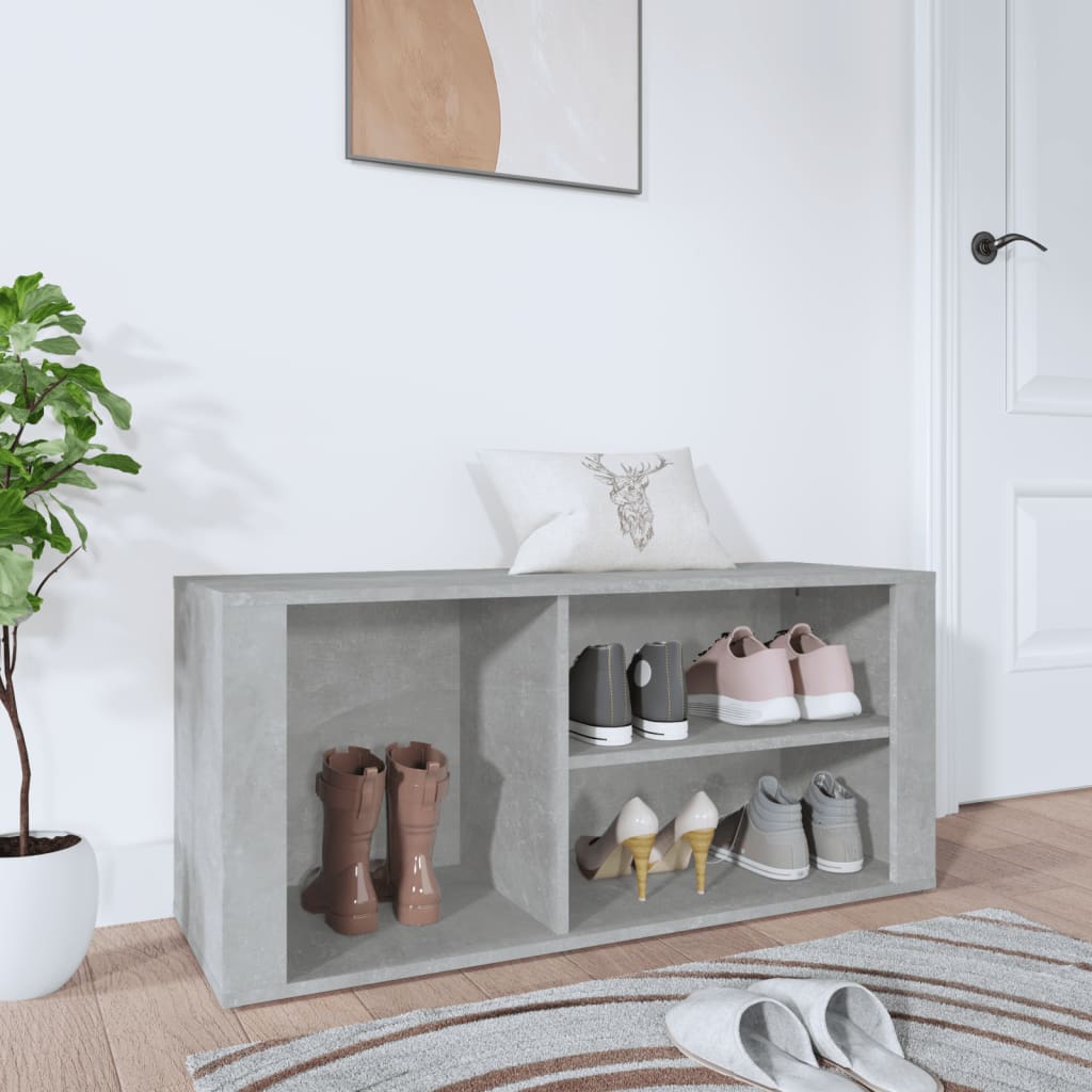 JUNG Vida Schuhregal Betongrau 100x35x45 cm Holzwerkstoff