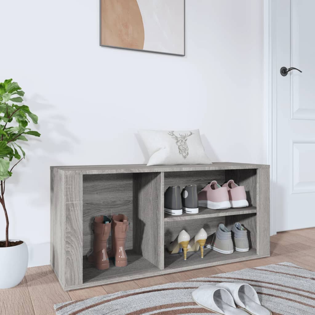 JUNG Vida Schuhregal Grau Sonoma 100x35x45 cm Holzwerkstoff