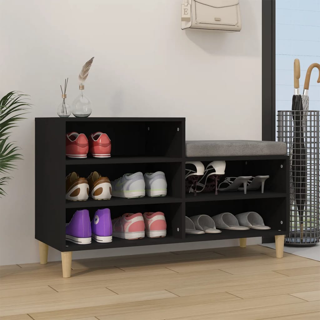 JUNG Vida Schuhregal Schwarz 102x36x60 cm Holzwerkstoff