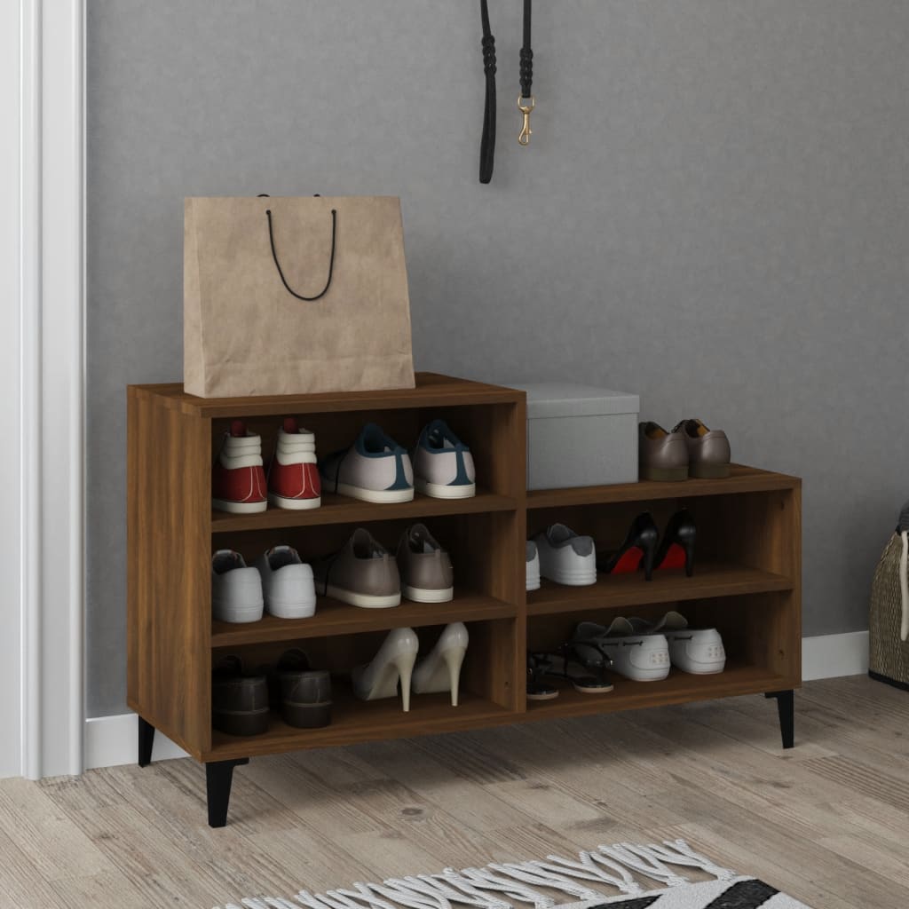 JUNG Vida Schuhregal Braun Eichen-Optik 102x36x60 cm Holzwerkstoff