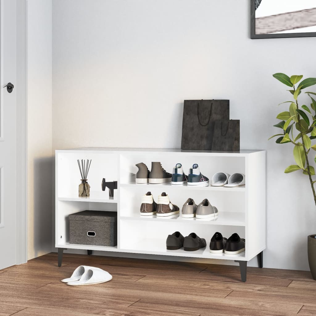 JUNG Vida Schuhregal Hochglanz-Weiß 102x36x60 cm Holzwerkstoff