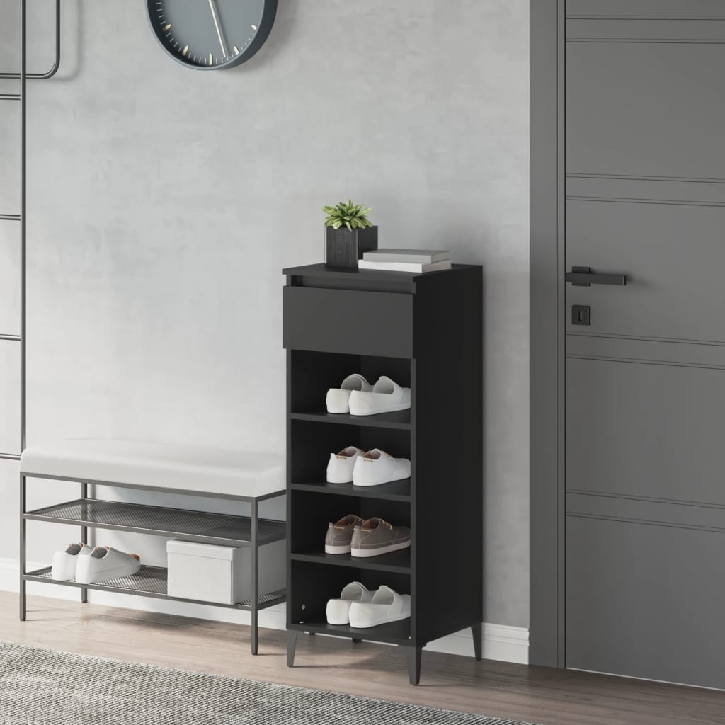 JUNG Vida Schuhregal Schwarz 40x36x105 cm Holzwerkstoff