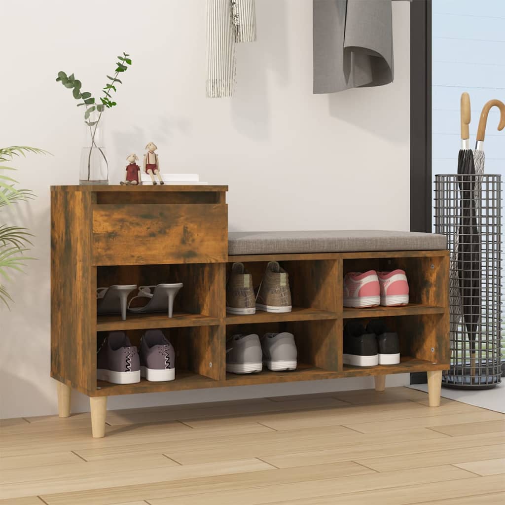 JUNG Vida Schuhregal Räuchereiche 102x36x60 cm Holzwerkstoff