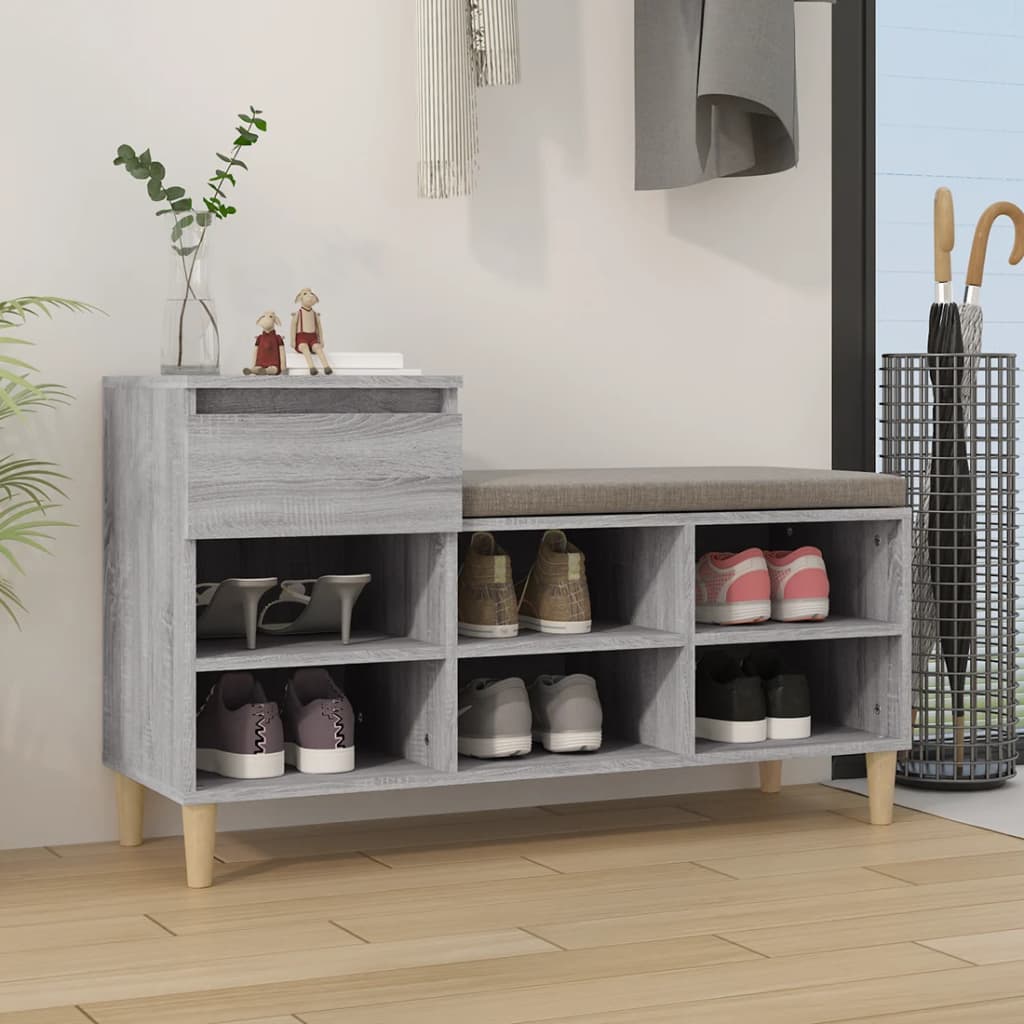 JUNG Vida Schuhregal Grau Sonoma 102x36x60 cm Holzwerkstoff
