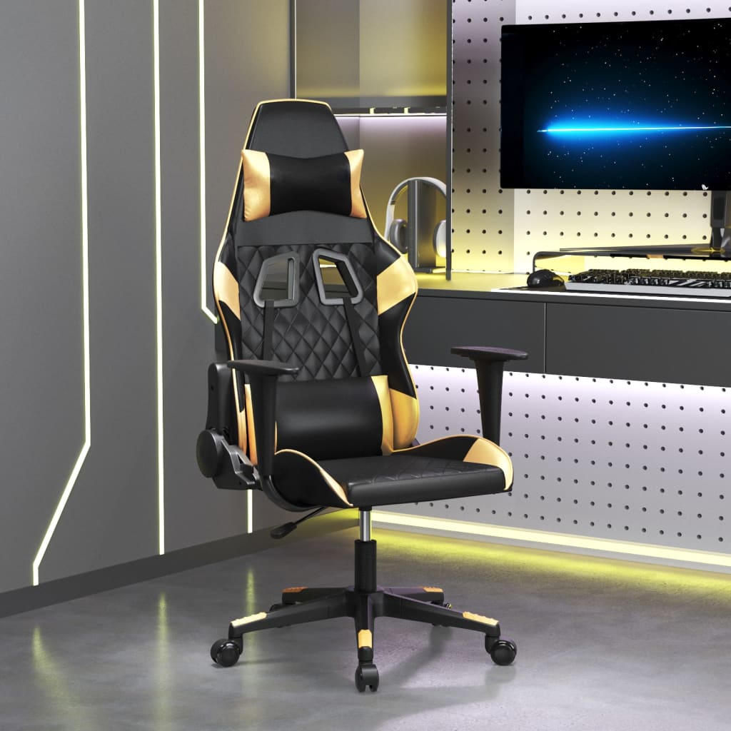 JUNG Vida Gaming-Stuhl Schwarz und Golden Kunstleder
