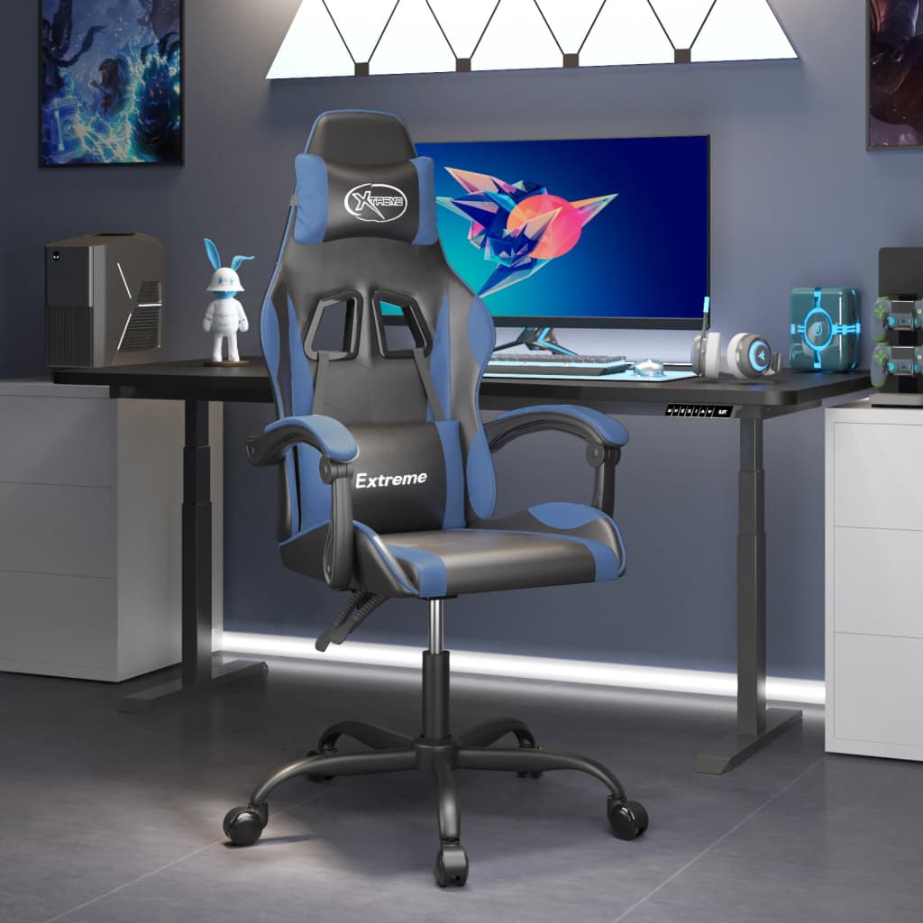 JUNG Vida Gaming-Stuhl Schwarz und Blau Kunstleder