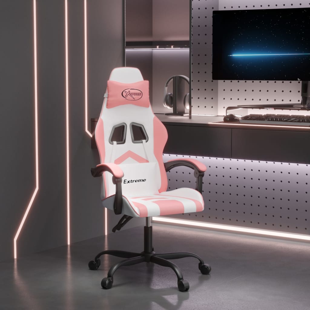 JUNG Vida Gaming-Stuhl Weiß und Rosa Kunstleder