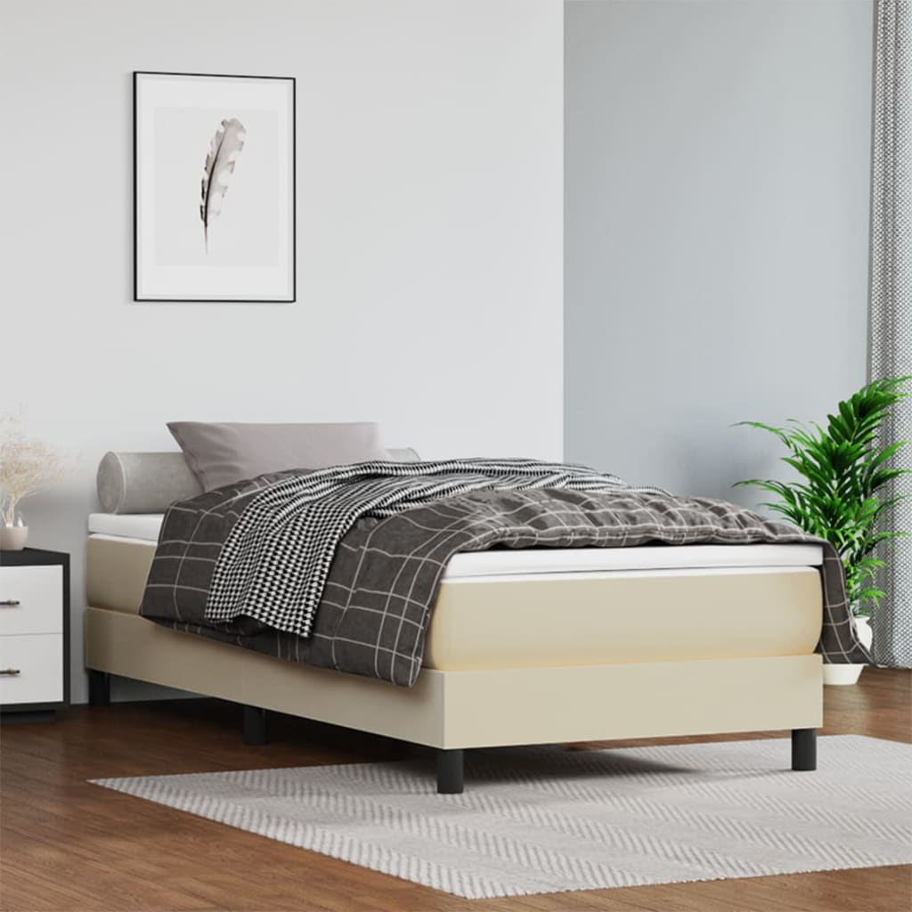 JUNG Vida Boxspringbettgestell Creme 90x190 cm Kunstleder
