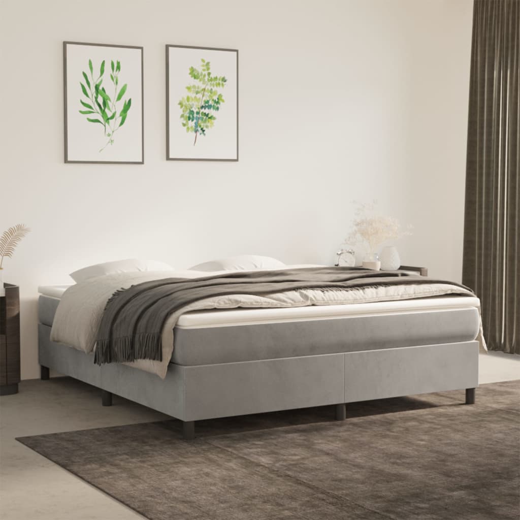 JUNG Vida Boxspringbettgestell Hellgrau 160x200 cm Samt