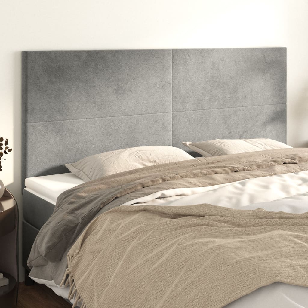 JUNG Vida Kopfteil Hellgrau 200 x 5 x 118/128 cm Samt