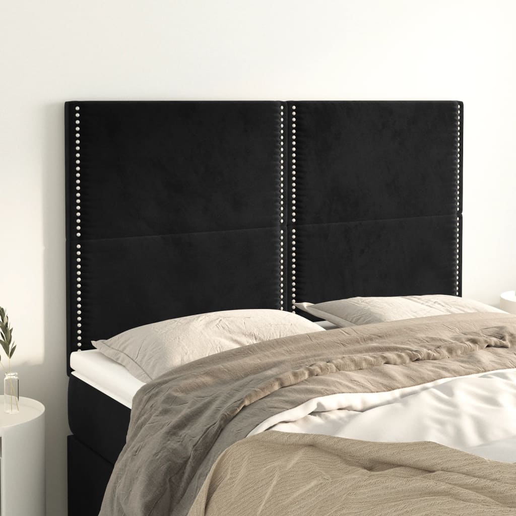 JUNG Vida Kopfteil Schwarz 144x5x118/128 cm Samt
