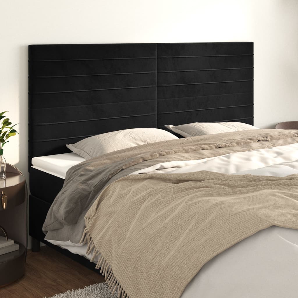 JUNG Vida Kopfteil Schwarz 180x5x118/128 cm Samt