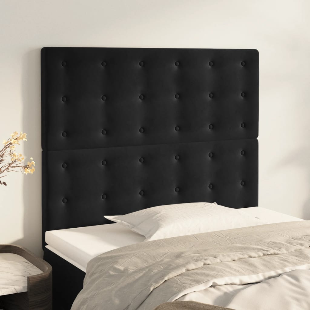 JUNG Vida Kopfteil Schwarz 80x5x118/128 cm Samt