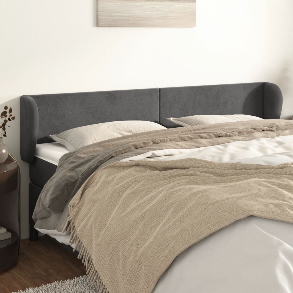 JUNG Vida Kopfteil mit Ohren Dunkelgrau 183x23x78/88 cm Samt
