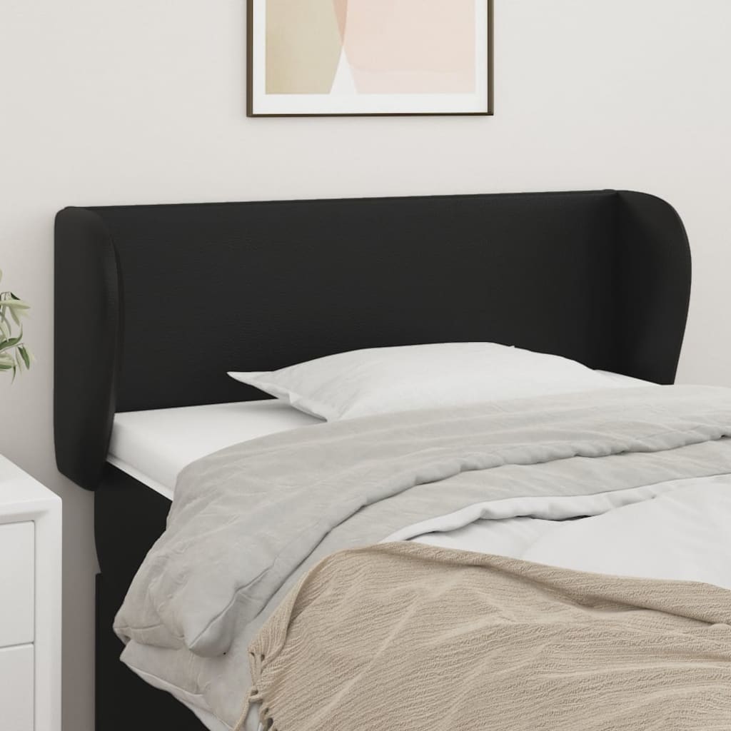 JUNG Vida Kopfteil mit Ohren Schwarz 93x23x78/88 cm Kunstleder