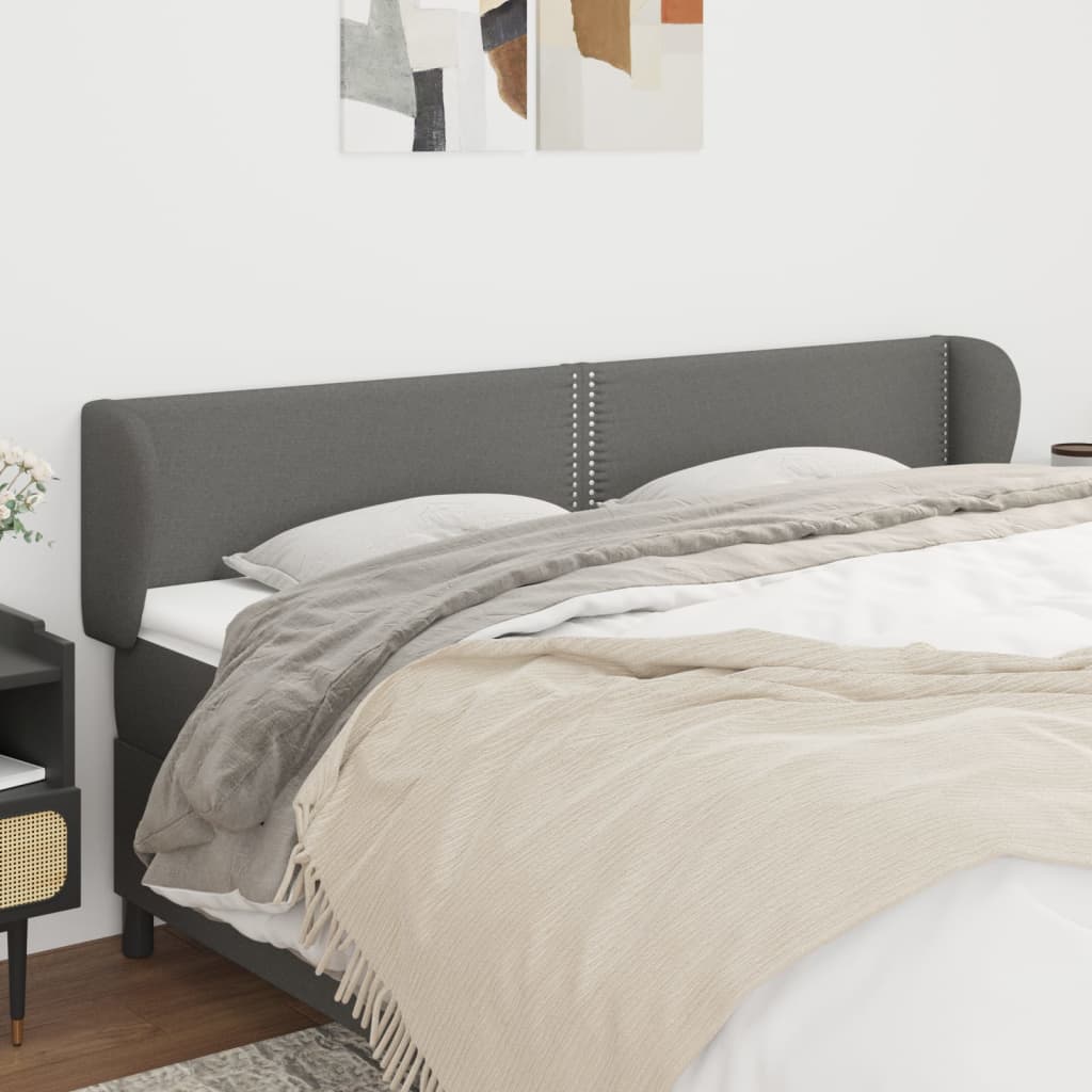 JUNG Vida Kopfteil mit Ohren Dunkelgrau 183x23x78/88 cm Stoff